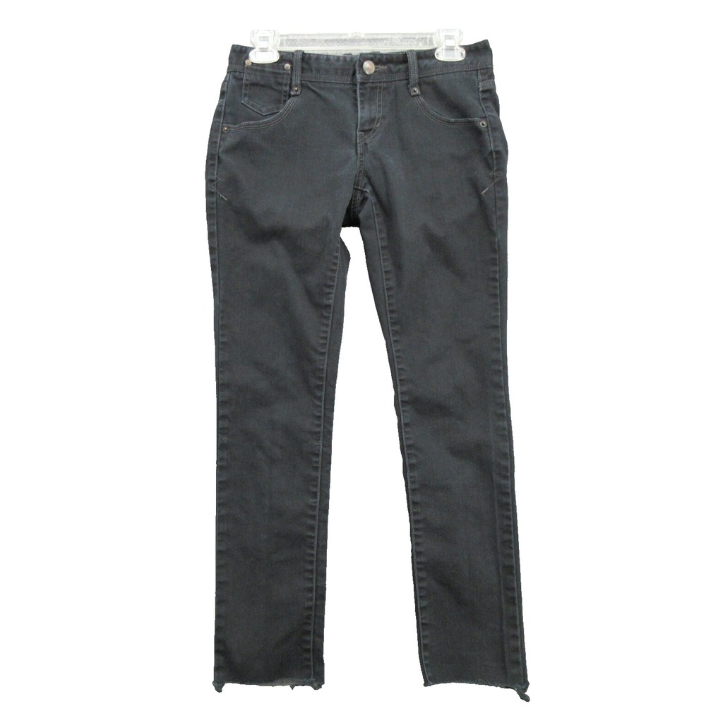 Armani Exchange Jeans Womens Size 2 Cut-Off Solid Black Denim Cotton Blend